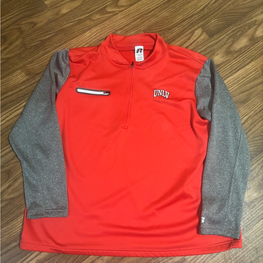UNLV Red and Gray Quarter-Zip Pullover Mens Size 2XL Russell Athletic